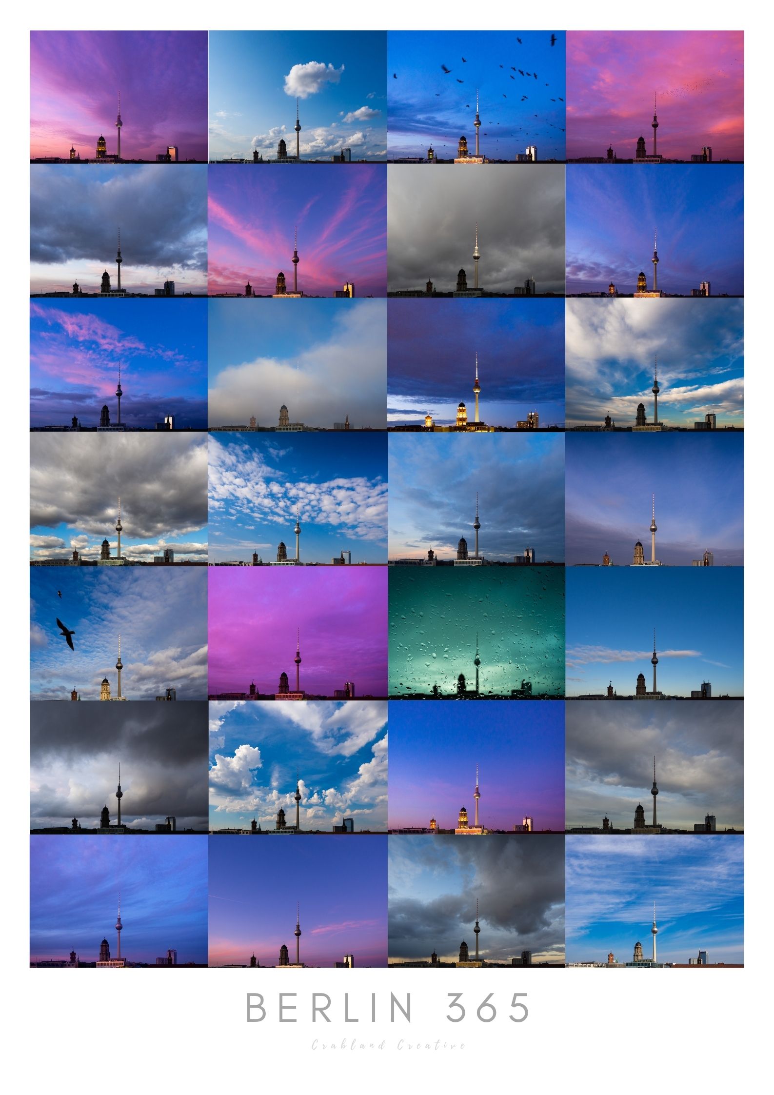 28 Motive der Berliner Fernsehturm-Skyline als Poster