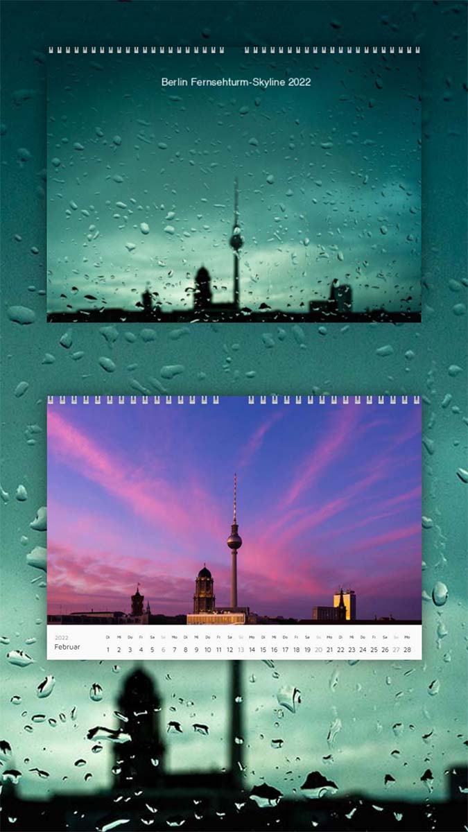 Wandkalender Berlin Fernsehturm-Skyline 2022