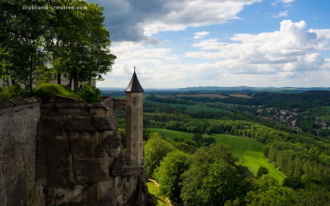 Blick von der Festung Königstein auf den Hungerturm