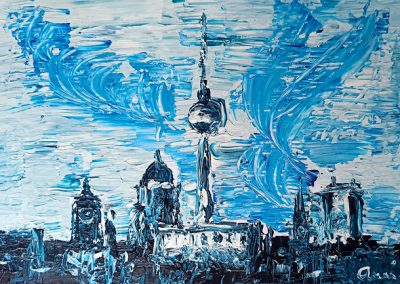 Fernsehturm-Skyline Berlin - Acrylspachtel auf Papier